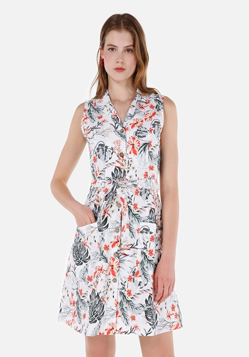 Показать информацию о Женское разноцветное платье стандартного кроя