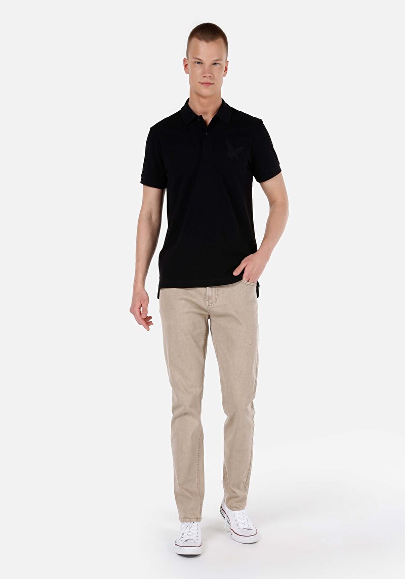 Изображение Мужские бежевые прямые брюки straight fit со средней посадкой