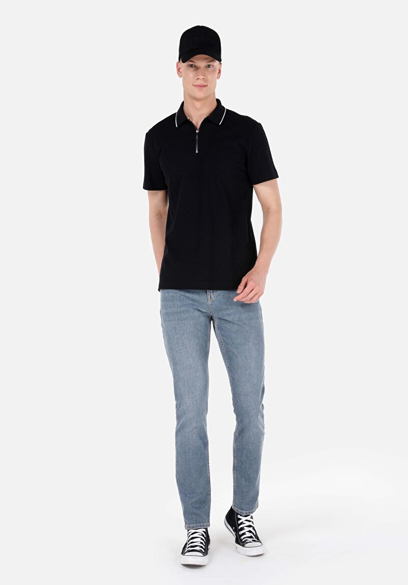 Изображение Мужские джинсы цвета индиго прямого кроя с заниженной посадкой