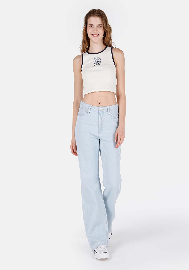 Изображение Женские джинсы цвета индиго стандартного кроя со средней посадкой