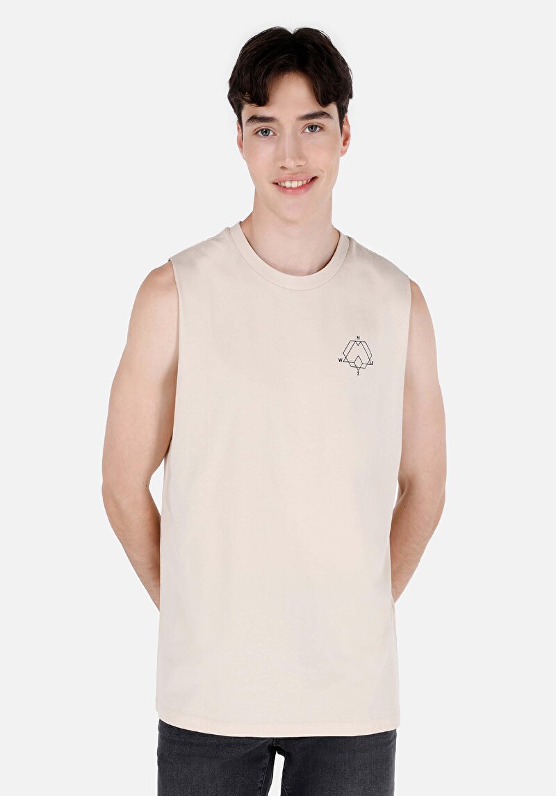 Изображение Мужская бежевая майка стандартного кроя