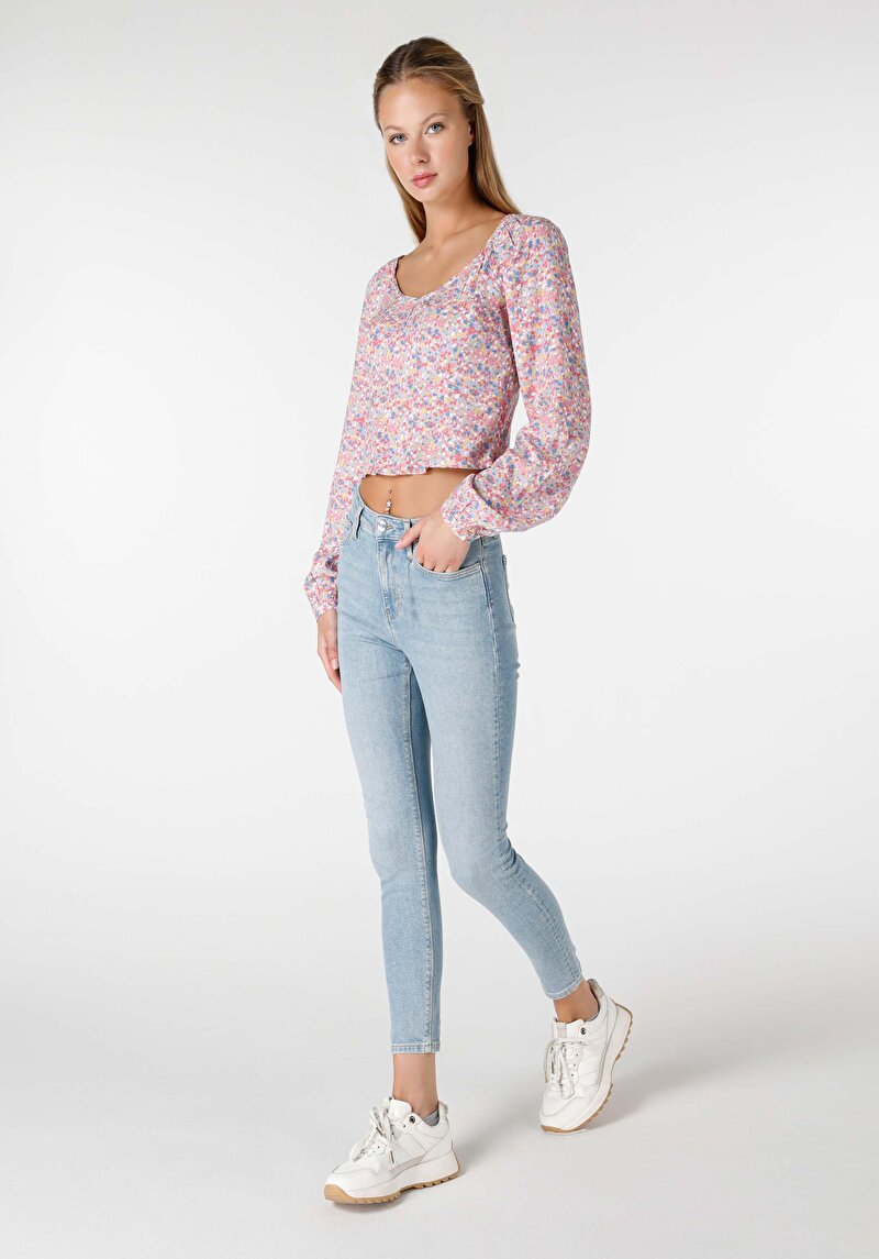 Изображение Женские джинсы индиго skinny fit высокая посадка