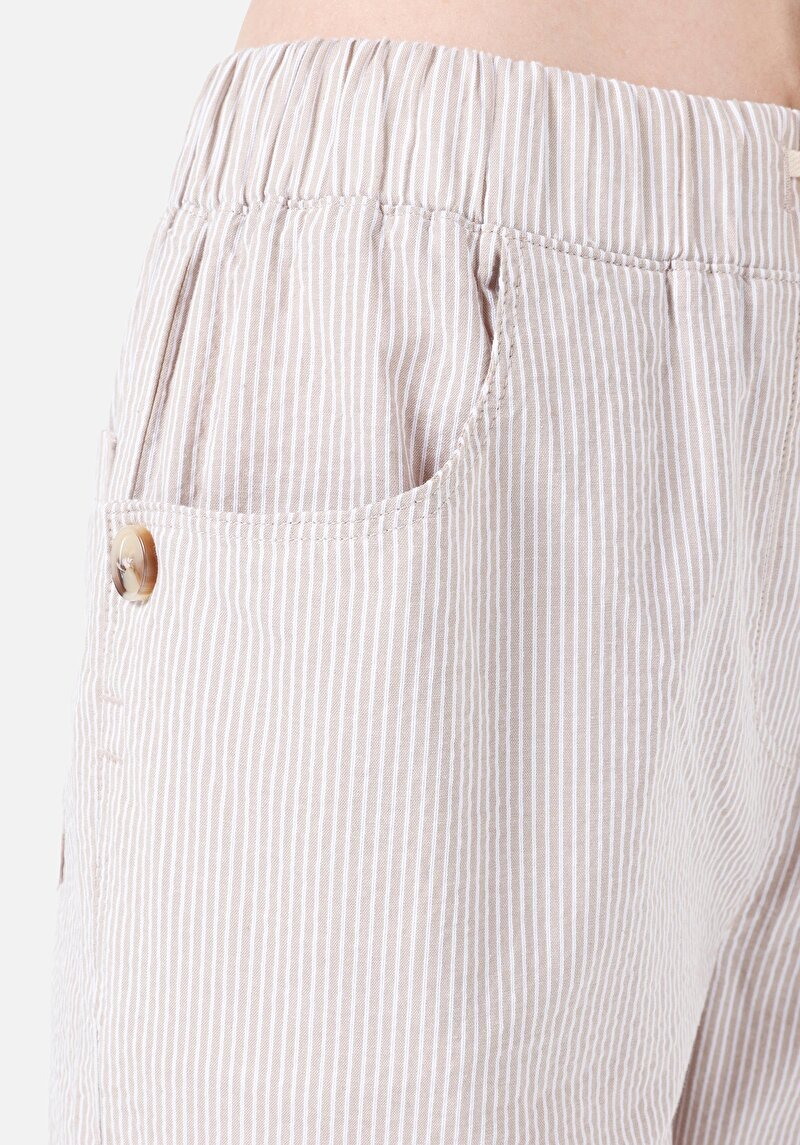 Показать информацию о Женские бежевые брюки прямого кроя, с заниженной талией