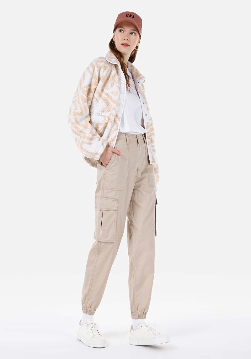 Показать информацию о Женские бежевые брюки узкого кроя, с высокой посадкой