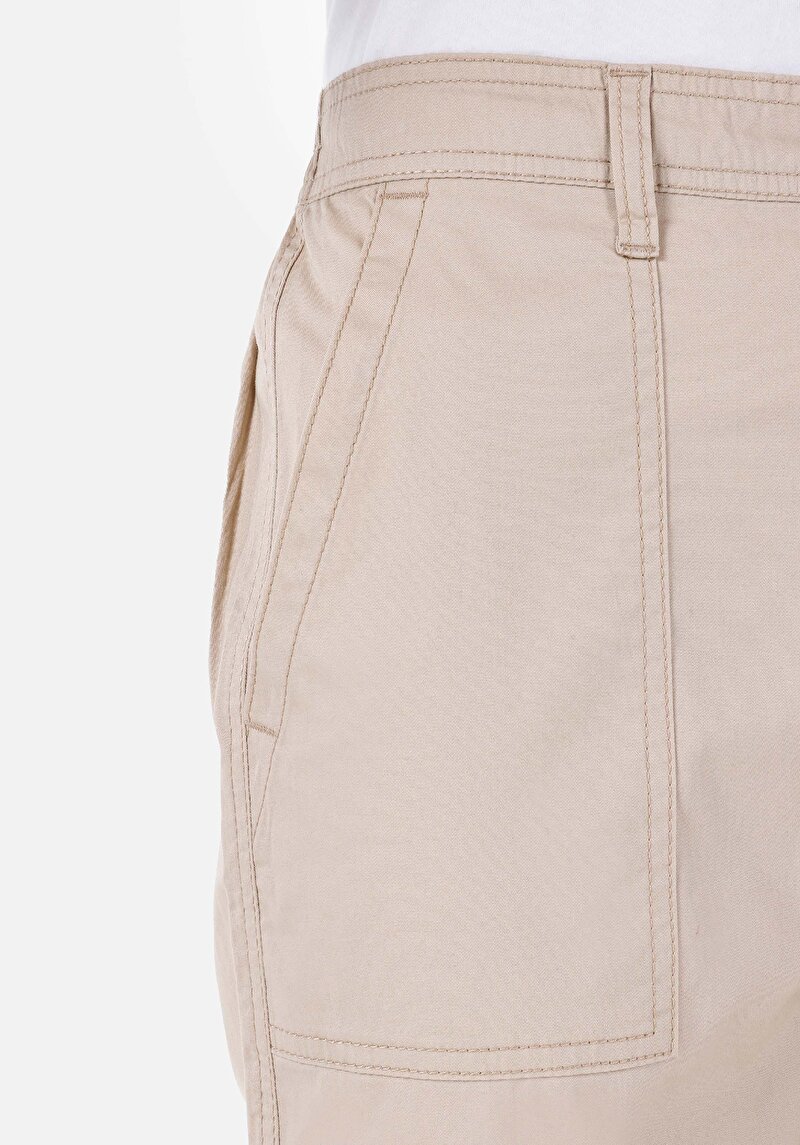 Показать информацию о Женские бежевые брюки узкого кроя, с высокой посадкой