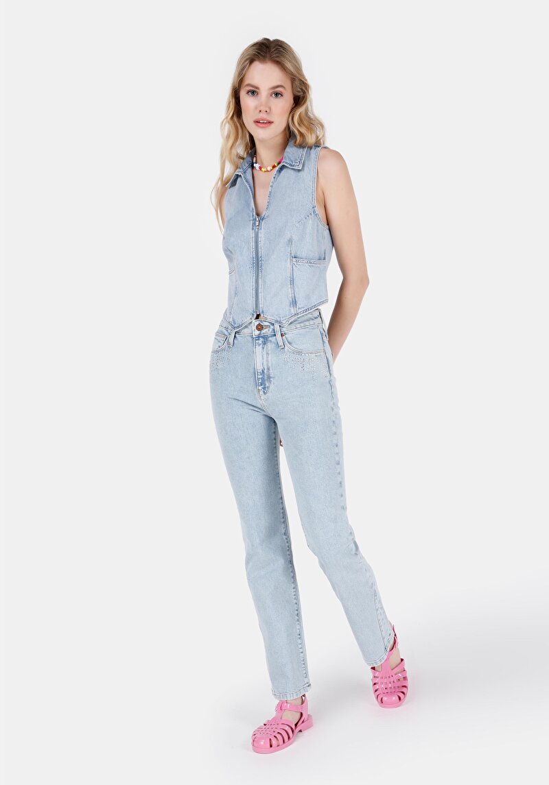 Изображение Женские джинсы цвета индиго стандартного кроя