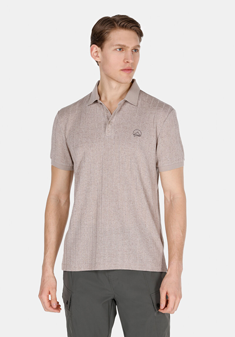 Изображение Мужская серая футболка-поло стандартного кроя, с короткими рукавами