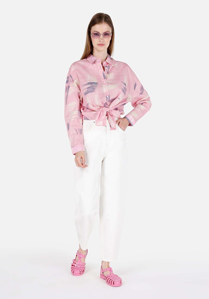 Изображение Женские белые джинсы с эффектом воздушного шара, зауженные к низу, с высокой талией