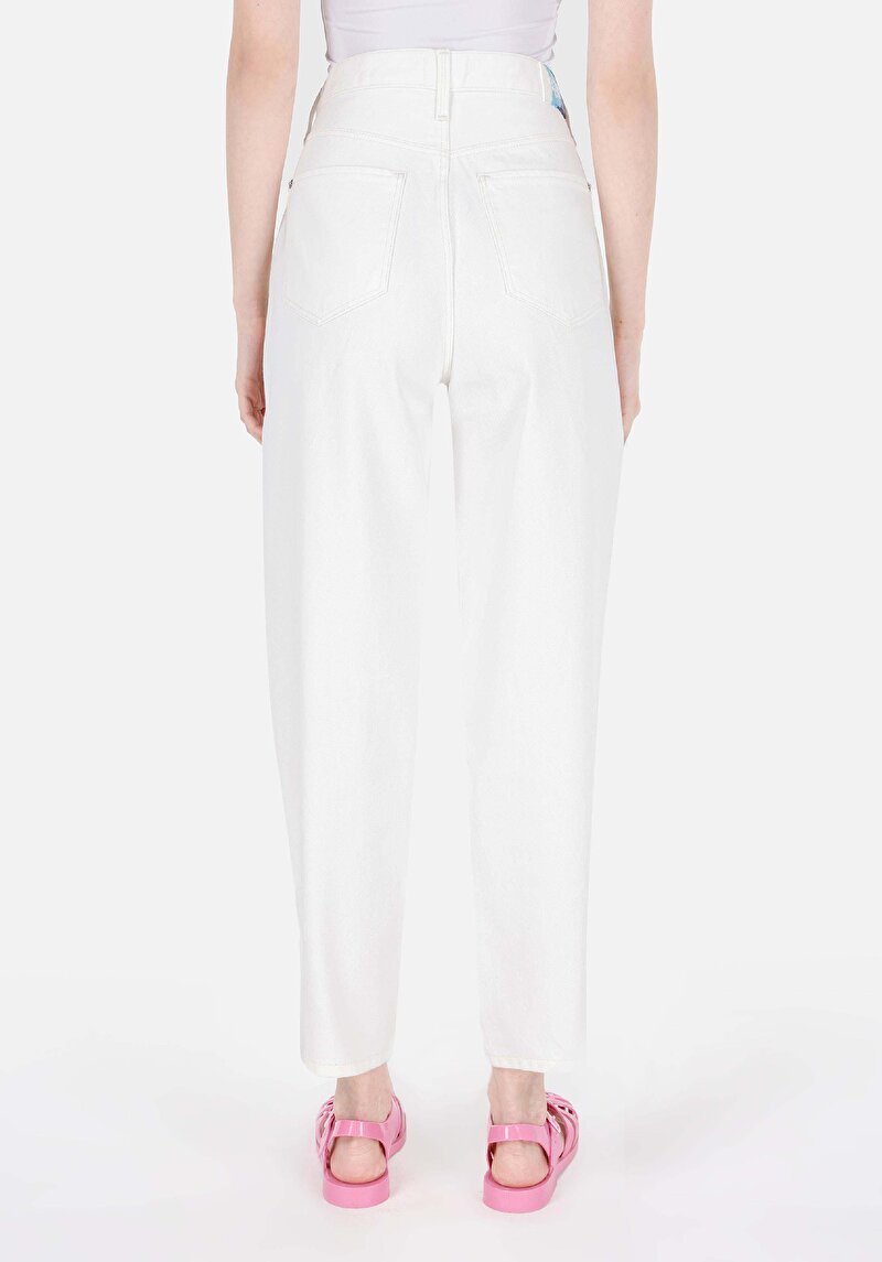 Показать информацию о Женские белые джинсы с эффектом воздушного шара, зауженные к низу, с высокой талией