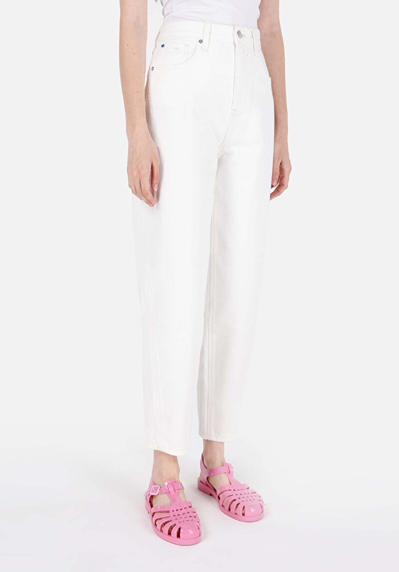 Показать информацию о Женские белые джинсы с эффектом воздушного шара, зауженные к низу, с высокой талией