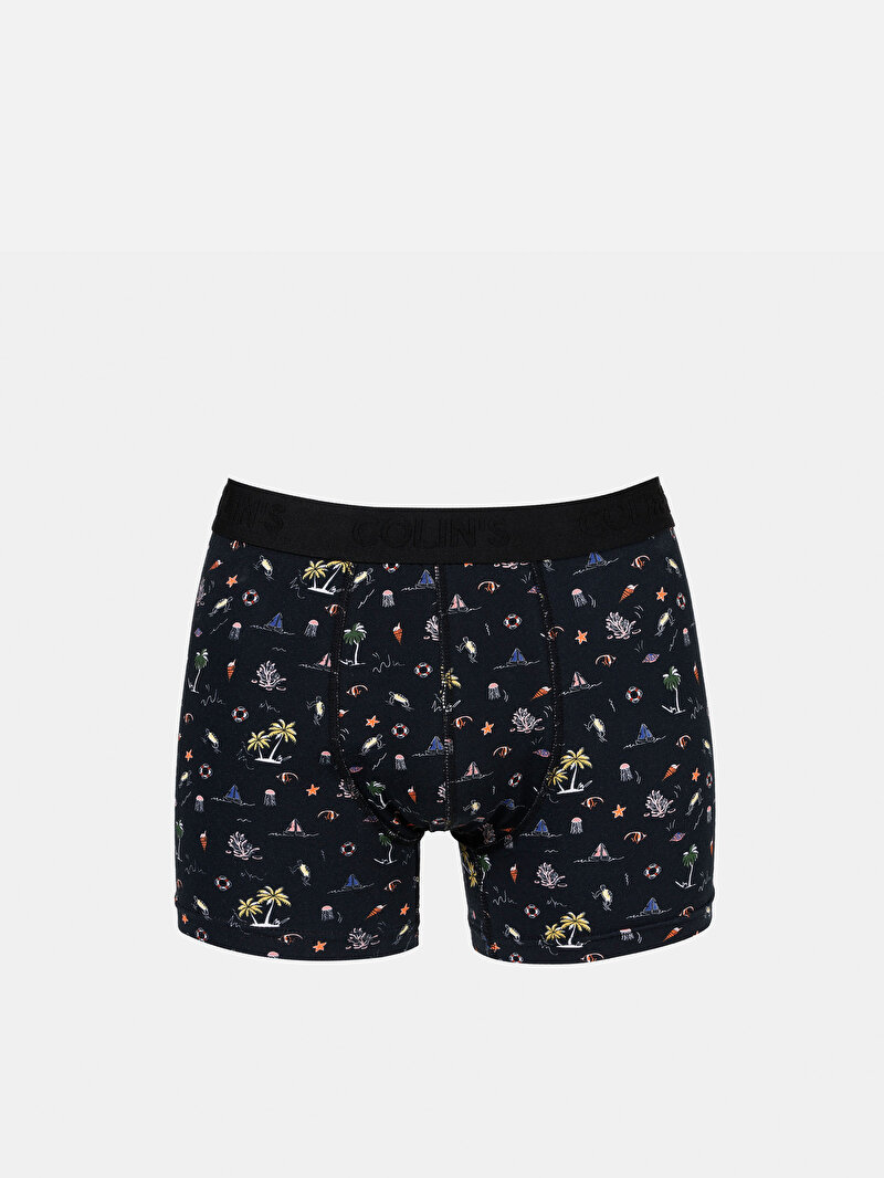 Изображение Мужские черные боксеры modern fit с принтом