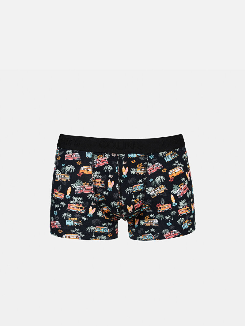 Изображение Мужские черные боксеры modern fit с принтом