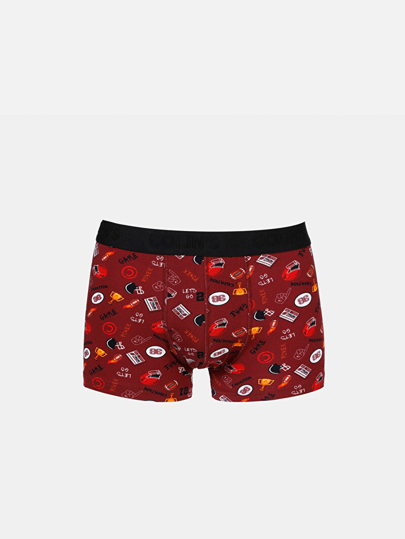 Изображение Мужские боксёры бордового цвета с принтом modern fit