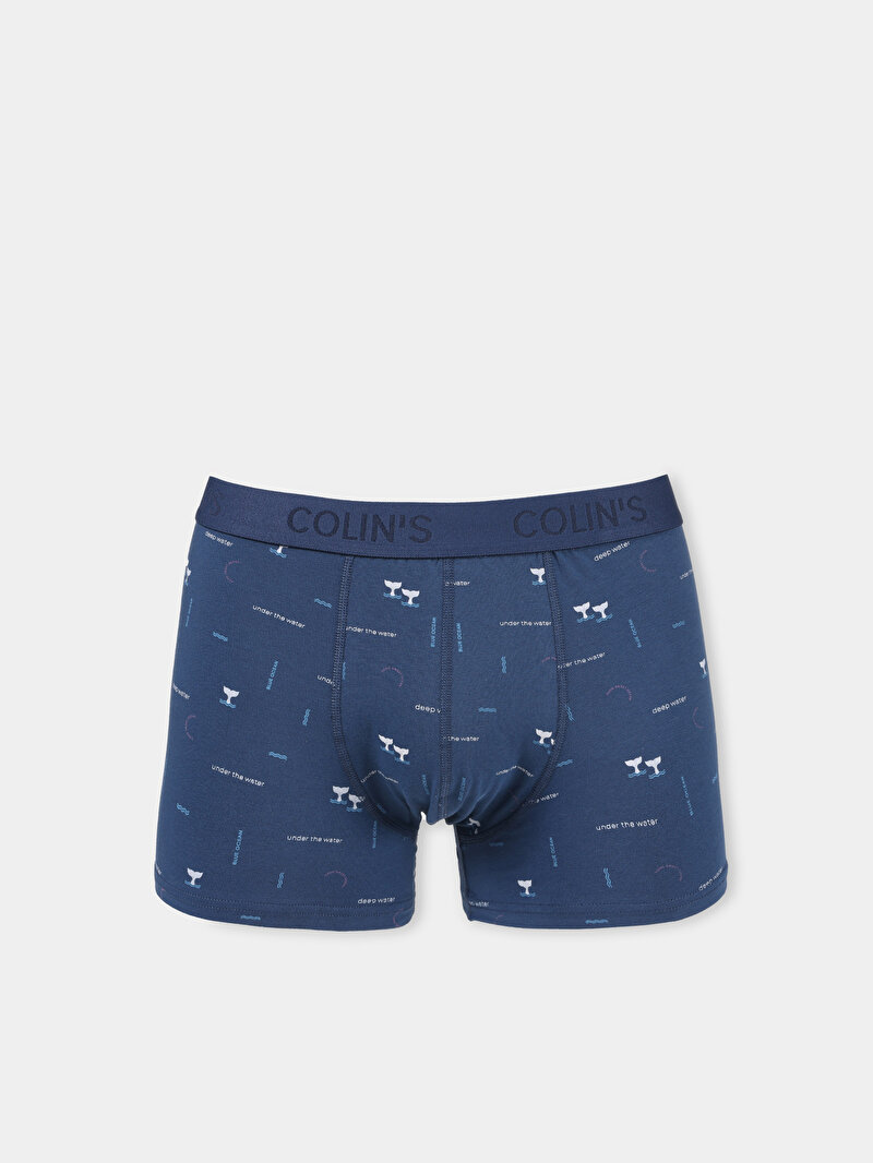 Изображение Мужские тёмно-синие боксеры modern fit с принтом