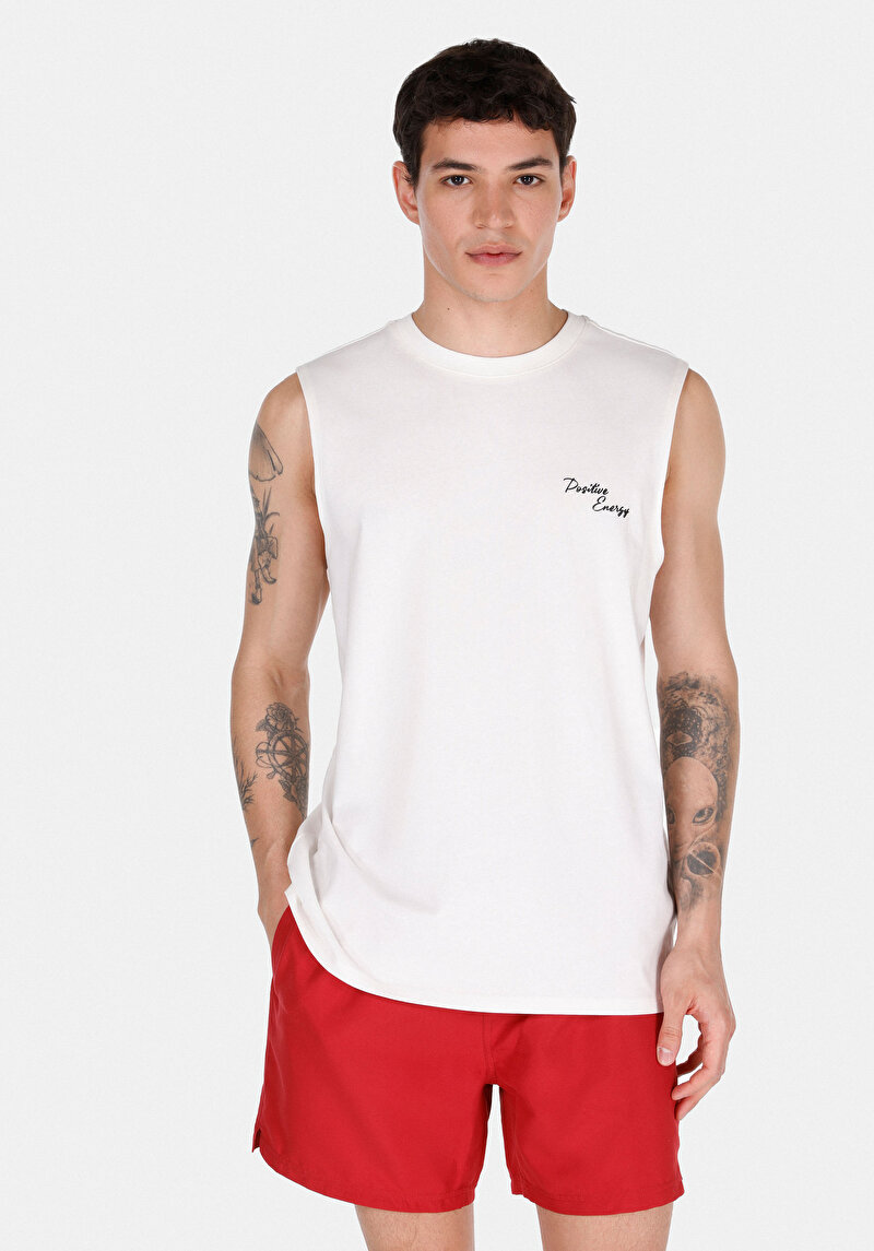 Изображение Мужская белая майка стандартного кроя