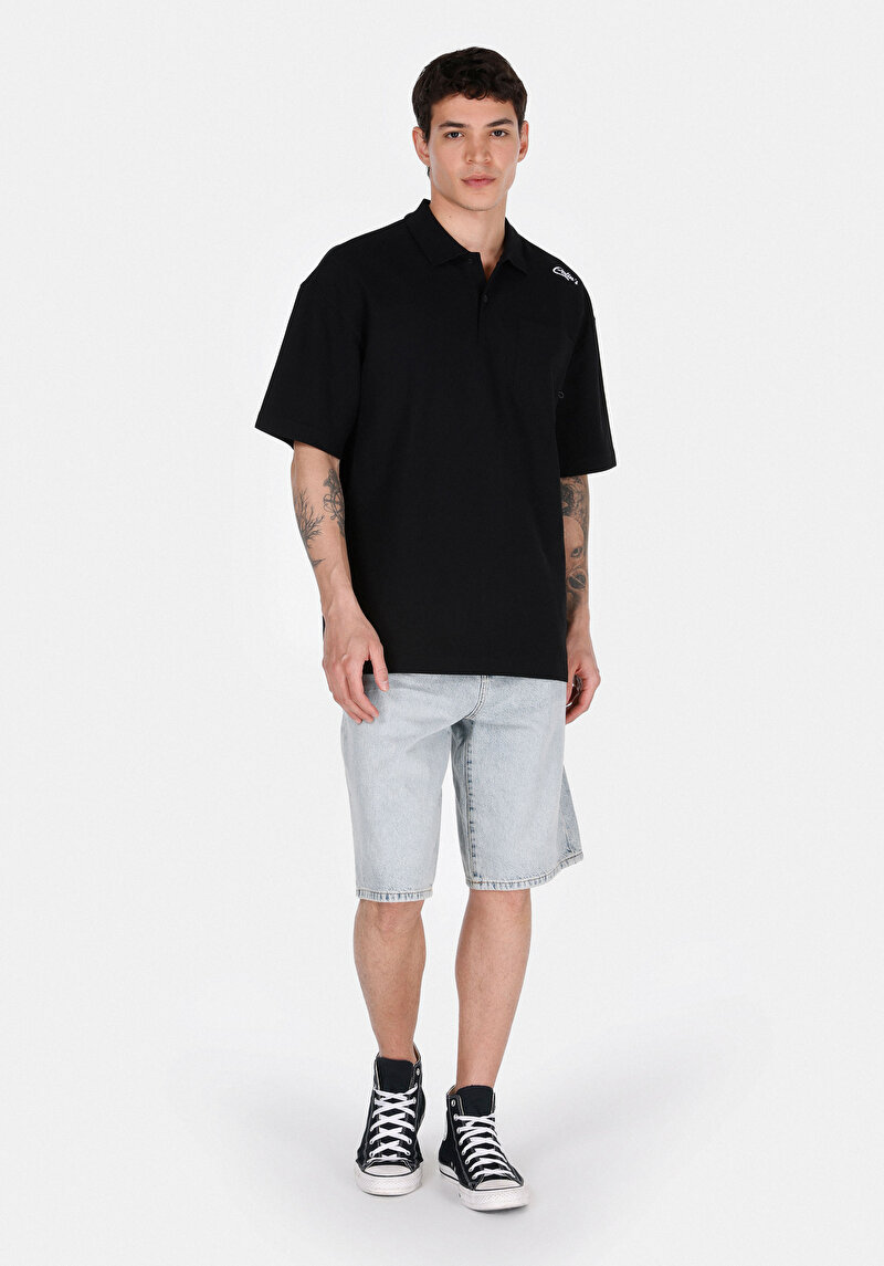 Изображение Мужские джинсовые шорты свободного кроя, прямого силуэта, средней посадки