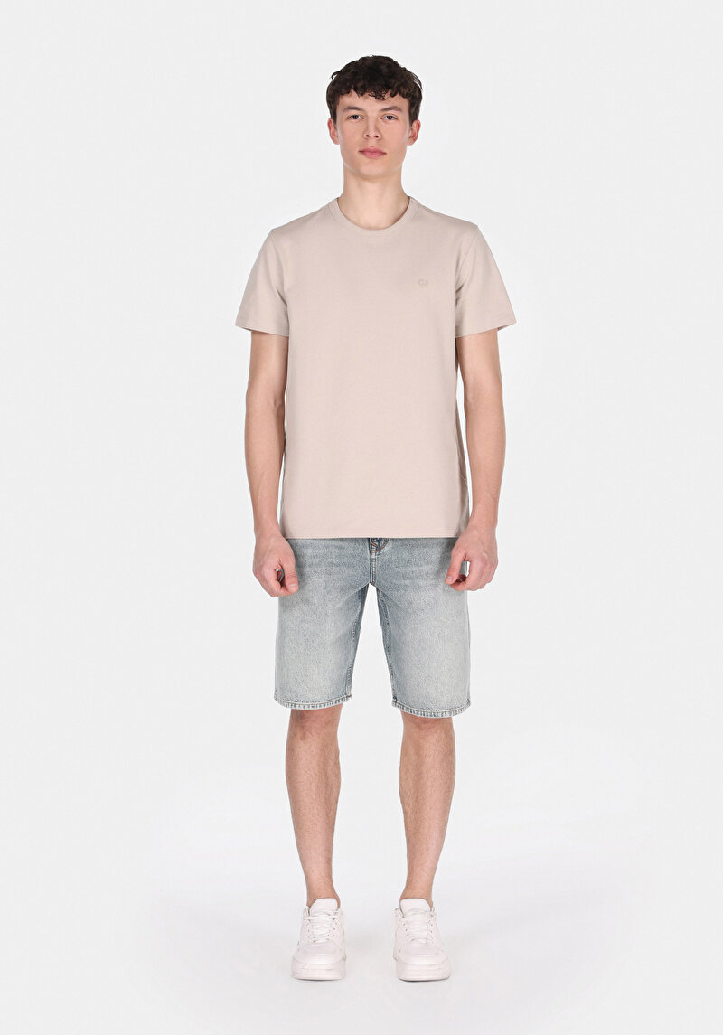 Изображение Мужские джинсовые шорты цвета индиго, свободного прямого кроя, средней посадки