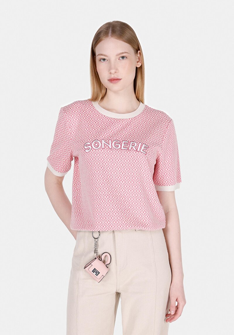 Изображение Женская розовая футболка стандартного кроя