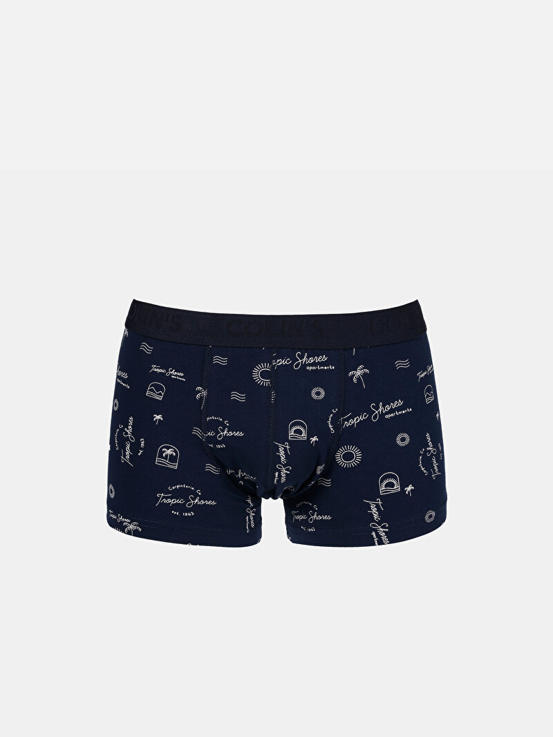 Изображение Мужские тёмно-синие боксеры modern fit с принтом