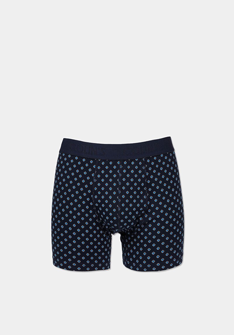 Изображение Мужские тёмно-синие боксеры modern fit с принтом