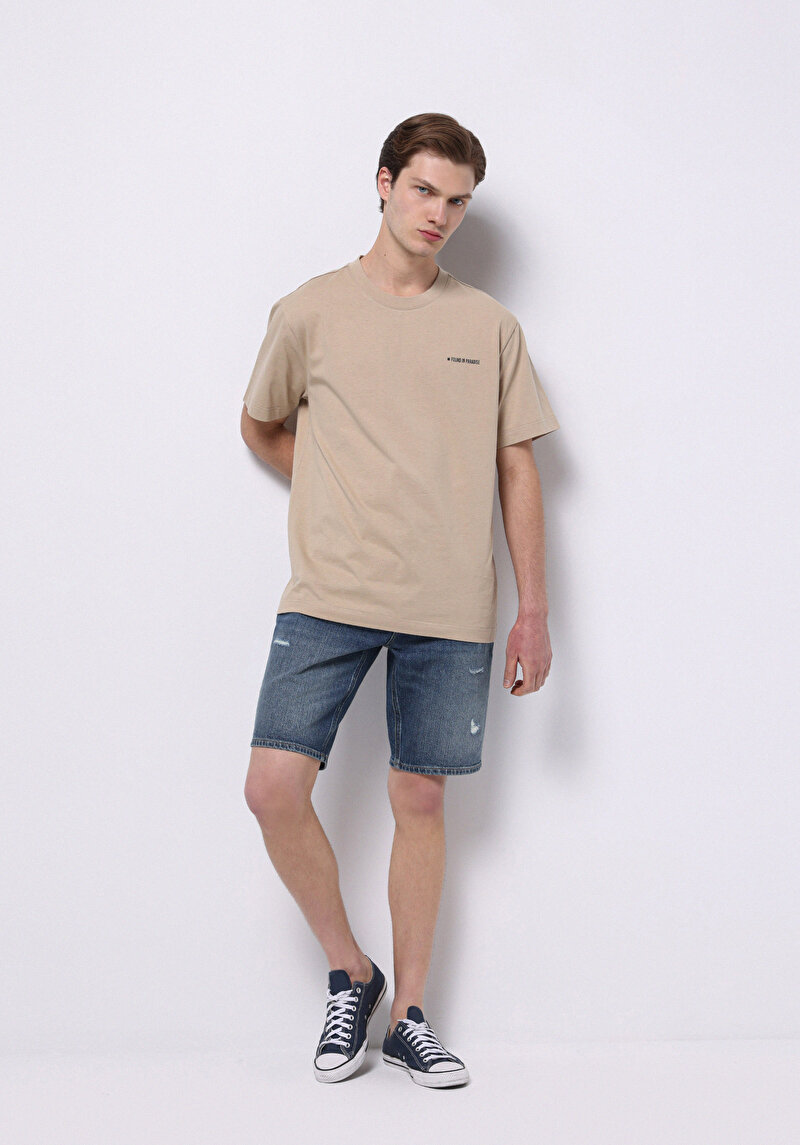 Изображение Мужские джинсовые шорты цвета индиго прямого кроя со средней посадкой