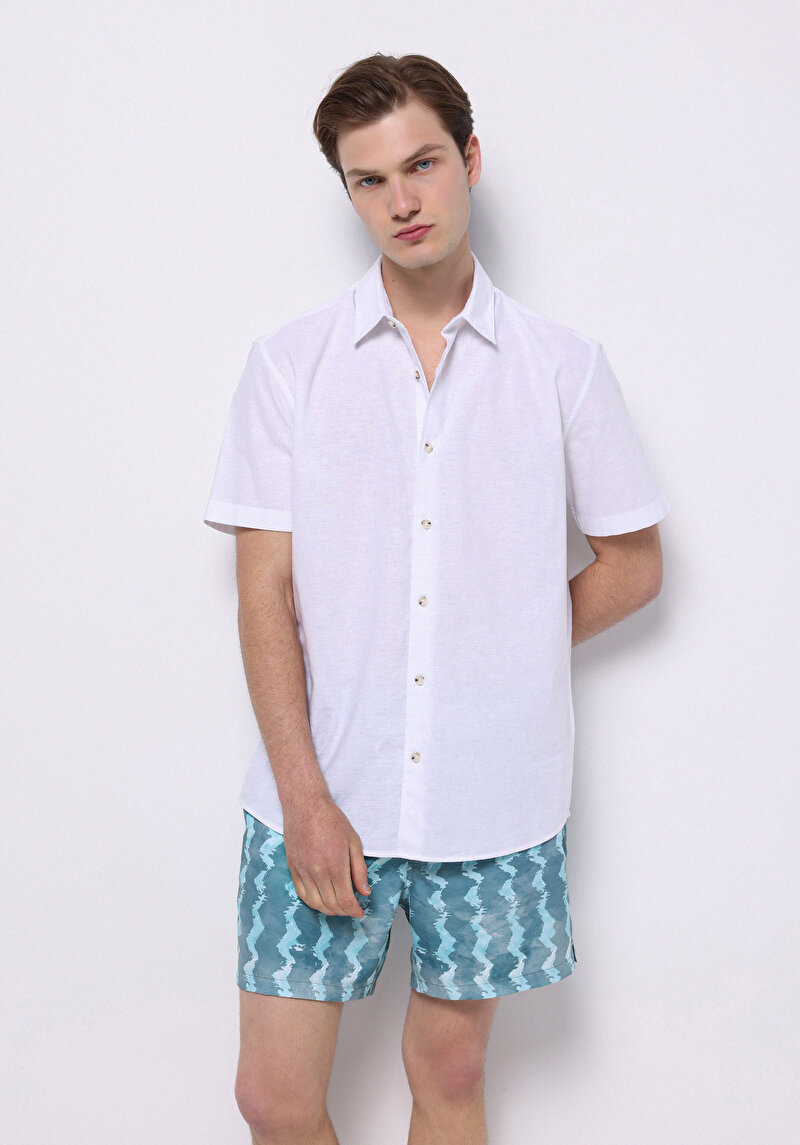 Изображение Мужские бирюзовые плавательные шорты с принтом, стандартного кроя