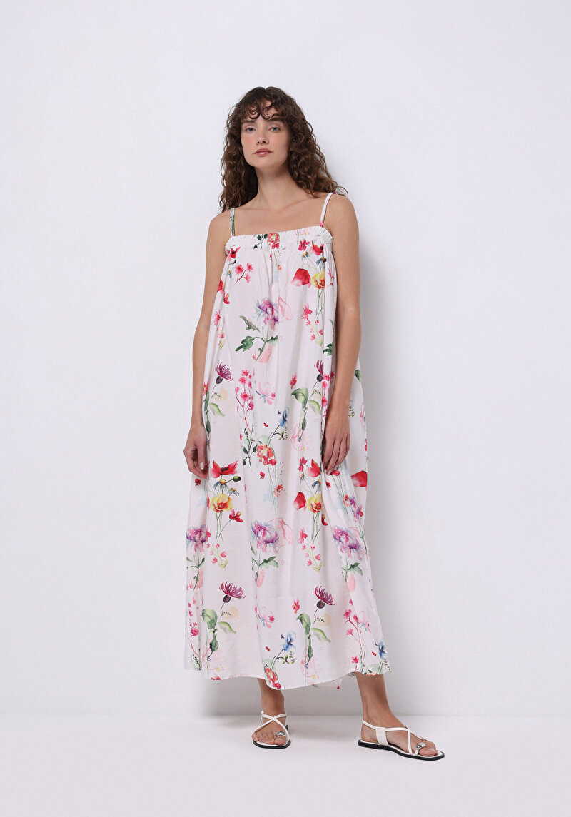 Изображение Женское разноцветное платье стандартного кроя