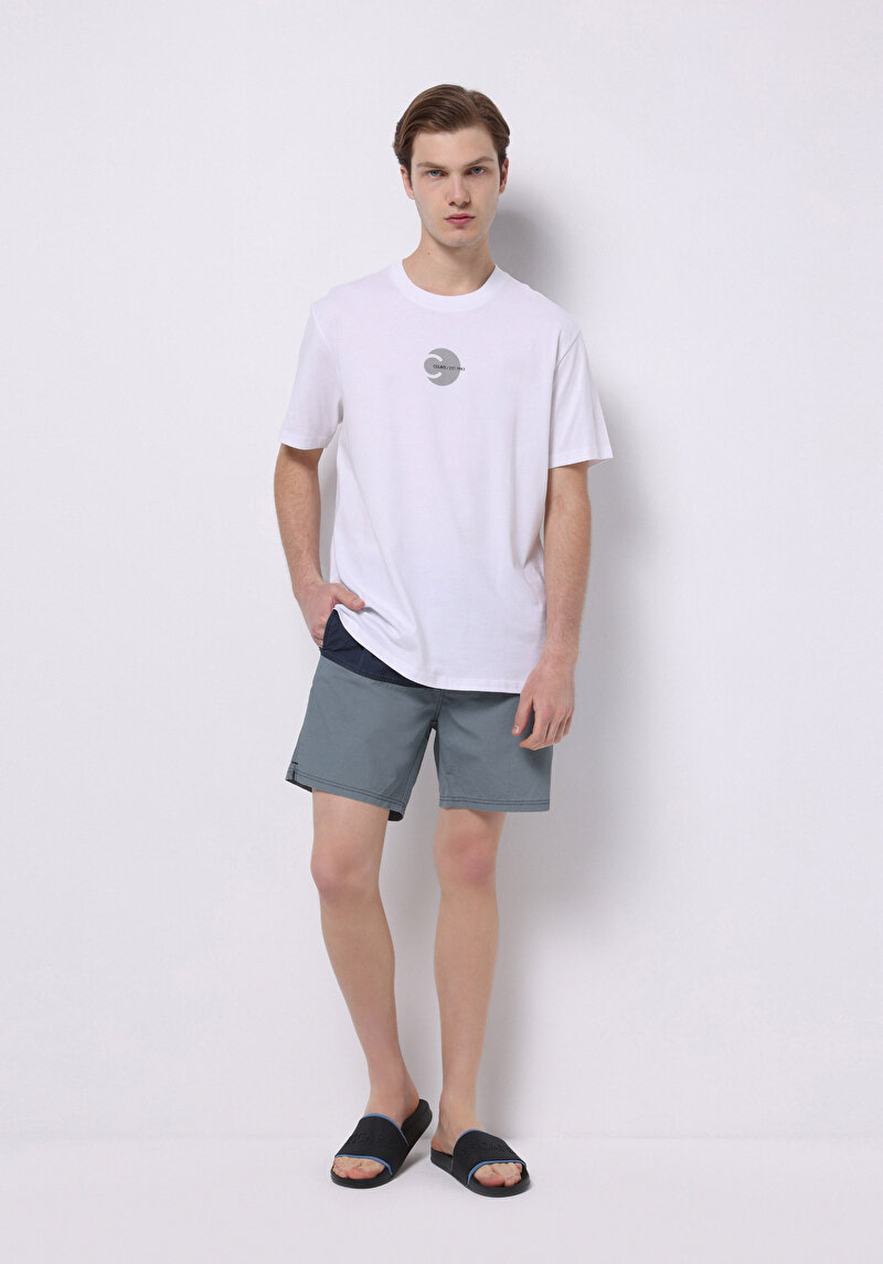 Изображение Мужские синие плавательные шорты с принтом облегающего кроя