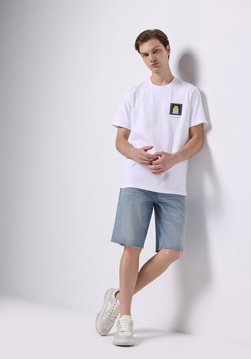 Изображение Мужские прямые джинсовые шорты цвета индиго с заниженной посадкой straight fit