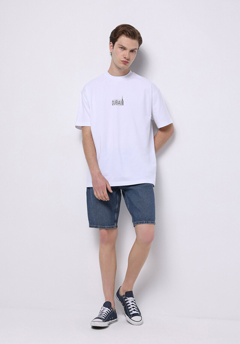 Изображение Мужские джинсовые шорты цвета тёмного индиго, средней посадки, прямого кроя