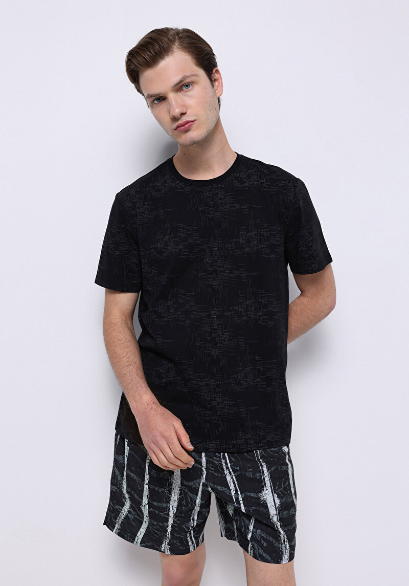 Изображение Мужские антрацитовые плавательные шорты с принтом, стандартного кроя