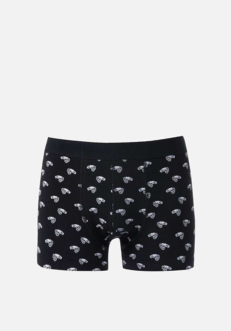 Изображение Мужские черные боксеры modern fit с принтом
