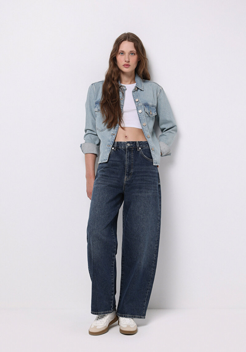 Изображение Женские джинсы Baggy Fit цвета индиго