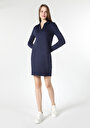 thumb-Показать информацию о Платье женское синее (navy blue) прямого кроя с длинными рукавами