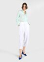 thumb-Показать информацию о Женские белые брюки с высокой посадкой и широкими штанинами