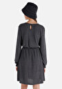 thumb-Показать информацию о Женское антрацитовое платье с короткими рукавами стандартного кроя
