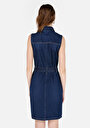thumb-Показать информацию о Женское синее облегающее платье без рукавов