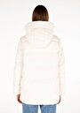 thumb-Показать информацию о Женское белое пальто с капюшоном на молнии