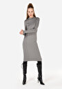 thumb-Показать информацию о Платье женское серое с длинными рукавами облегающее