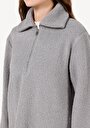 thumb-Показать информацию о Женская серая толстовка стандартного кроя на молнии