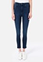 thumb-Показать информацию о Женские джинсы скинни цвета индиго с высокой посадкой