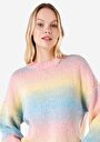 thumb-Показать информацию о Женский разноцветный свитер с круглым вырезом, стандартного кроя