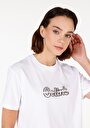 thumb-Показать информацию о Женская белая футболка стандартного кроя с коротким рукавом, круглым вырезом и принтом