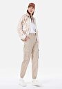 thumb-Показать информацию о Женские бежевые брюки узкого кроя, с высокой посадкой