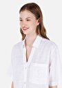 thumb-Показать информацию о женская белая рубашка прямого кроя с короткими рукавами relax fit