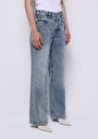 thumb-Показать информацию о Женские джинсы цвета индиго с высокой талией и широкими штанинами, обычного кроя