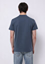 thumb-Показать информацию о Мужская синяя футболка стандартного кроя с круглым вырезом, прямого силуэта, с коротким рукавом